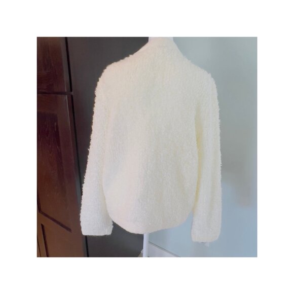 Talbots Ivory Bouclé Wool Blend Cardigan Sweater | Large - Picture 2 of 9